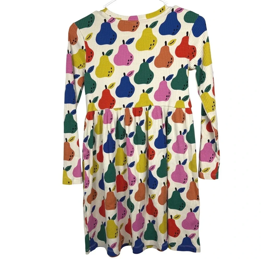 Hanna‎ Andersson Girls Ribbed Colorful Pears Print Long Sleeve Dress Size 12 - Picture 6 of 7